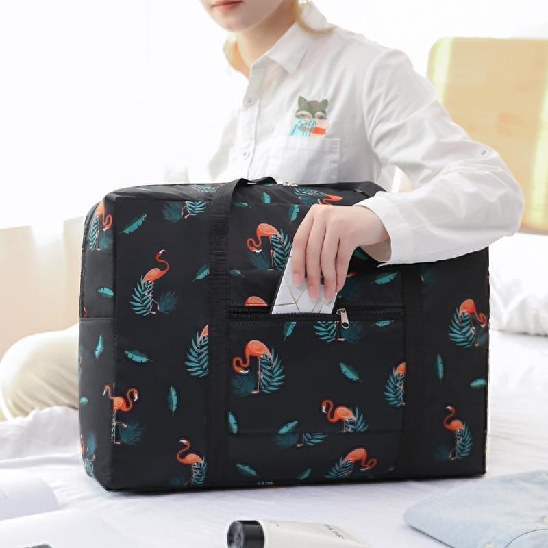 Waterproof Foldable Travel Bag - Compact & Durable - Pink Plaid