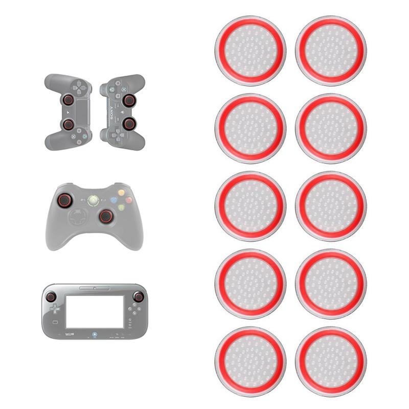10-piece Luminous Gamepad Button Caps for Ps5 / Ps4 / Ps3 / Xbox one / 360 / Pro / Series x / s - Black Red Circle