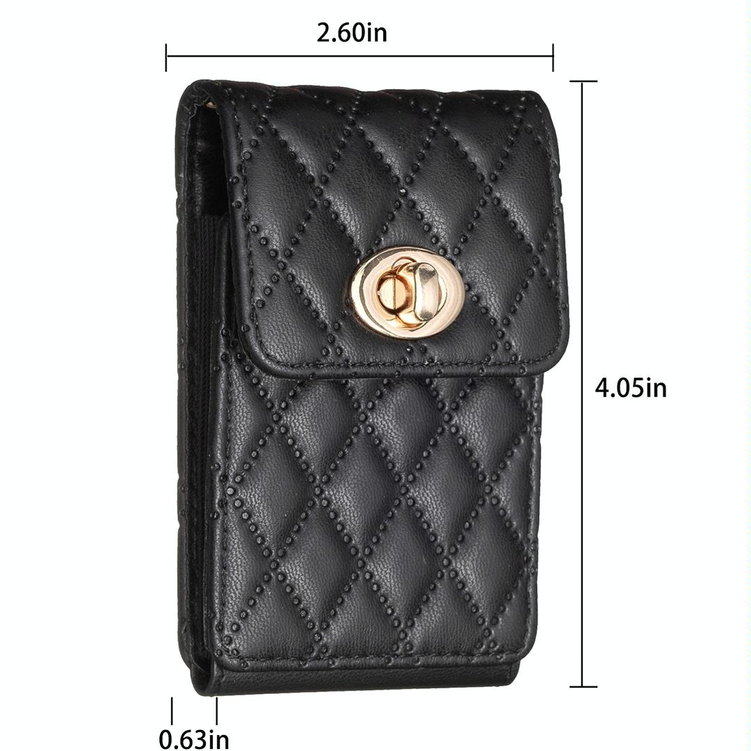Vertical Card Bag With Metal Buckle For Mobile Phones - Purple
