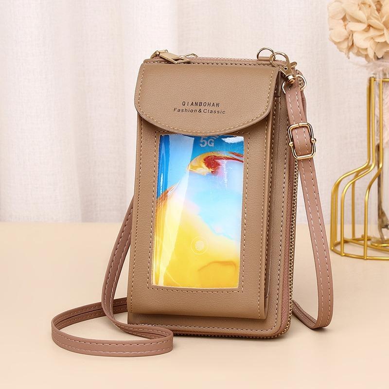 Women Touch Screen Shoulder Bag For Mobile Phones - Brown