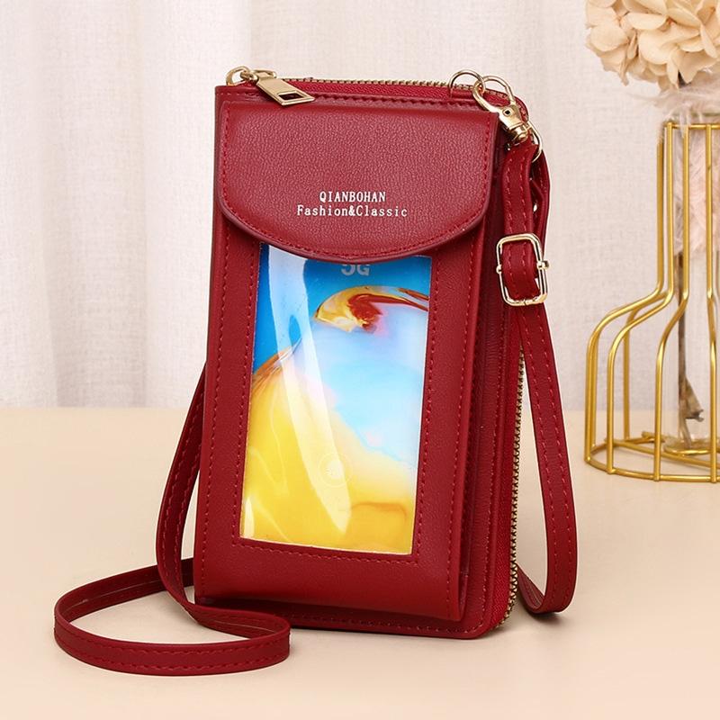 Women Touch Screen Shoulder Bag For Mobile Phones - Brown