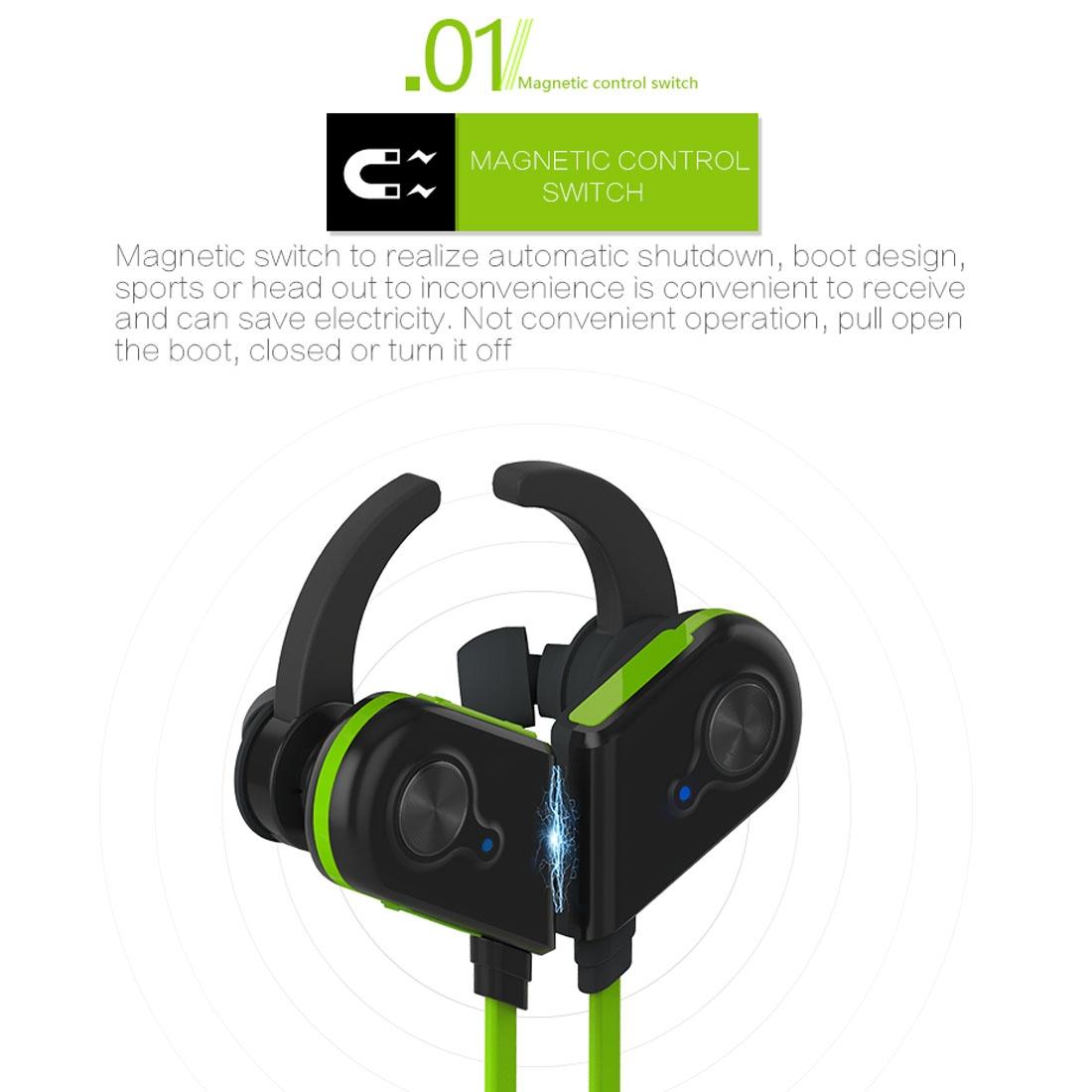 Wireless Bluetooth In-ear Headset with Magnetic Switch & Indicator Light - Green