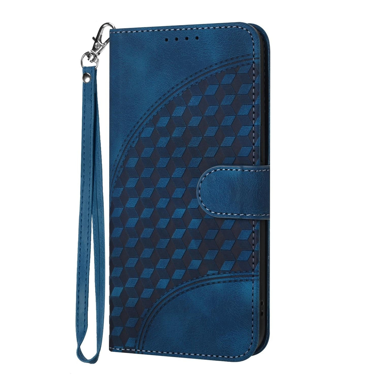 For Samsung Galaxy Z Fold4 5G Embossed Elephant Head Phone Case With Lanyard - Light Blue
