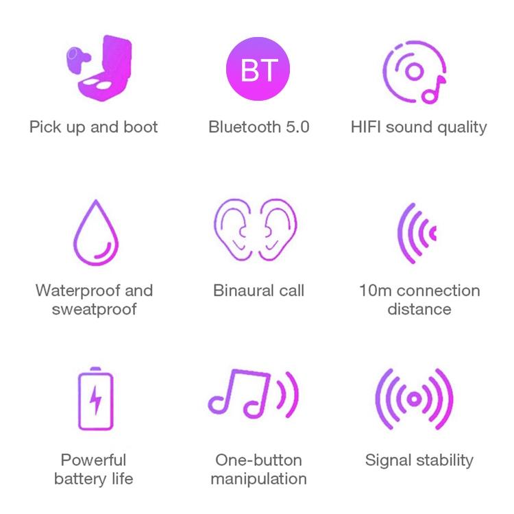 Waterproof Bluetooth Earphones with Magnetic Charging Box - 5.0 - Green