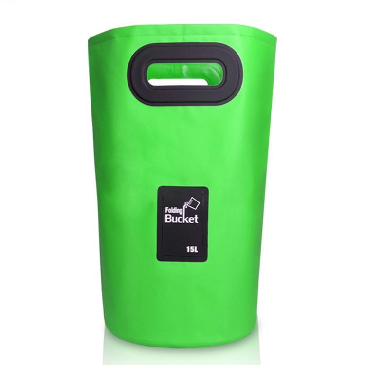 15L Outdoor Portable Folding Sink Pvc Collapsible Bucket - Green
