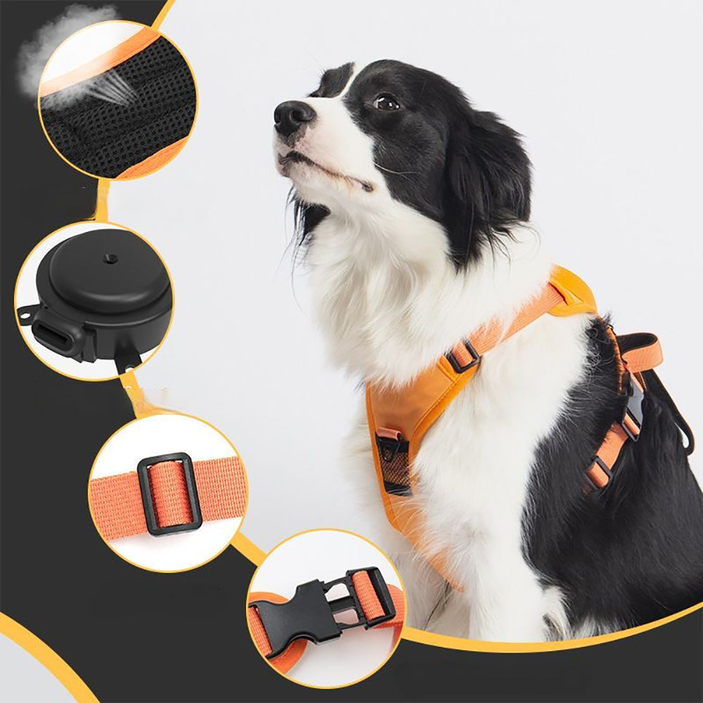 Vibe Geeks Ultimate 2-in-1 Reflective No-pull Dog Harness with Retractable Leash and Control Handle - Black - M