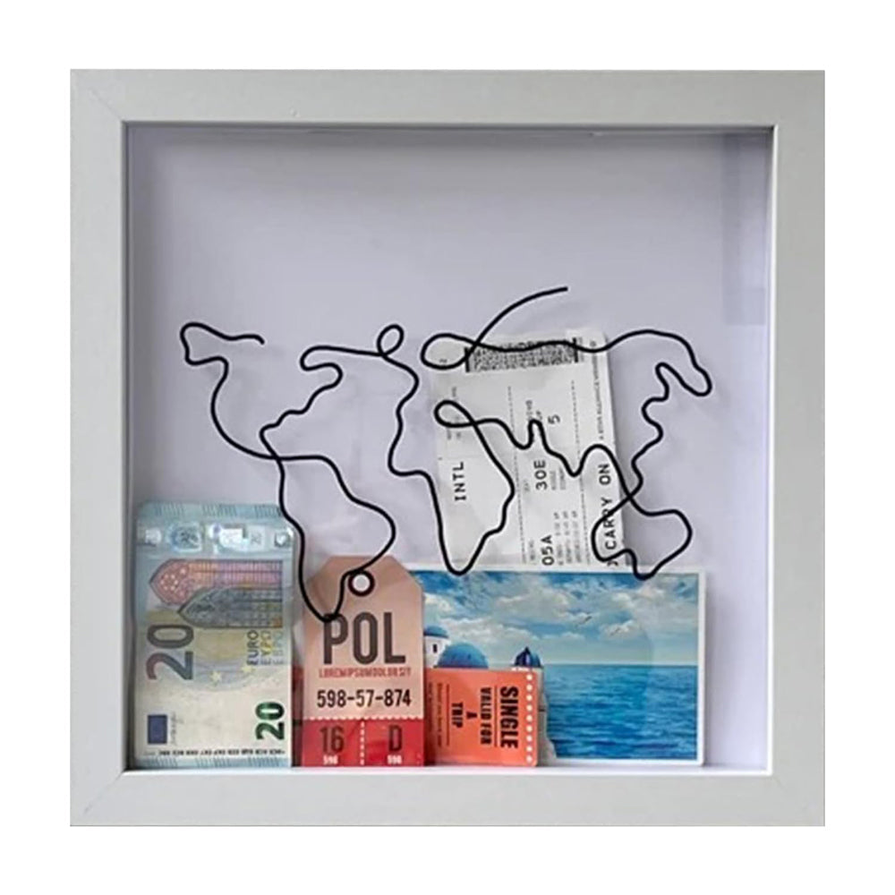 Vibe Geeks Adventure Archive Box Wood Frame Travel Tickets Keepsakes Storage Frame - Coffee - Medium