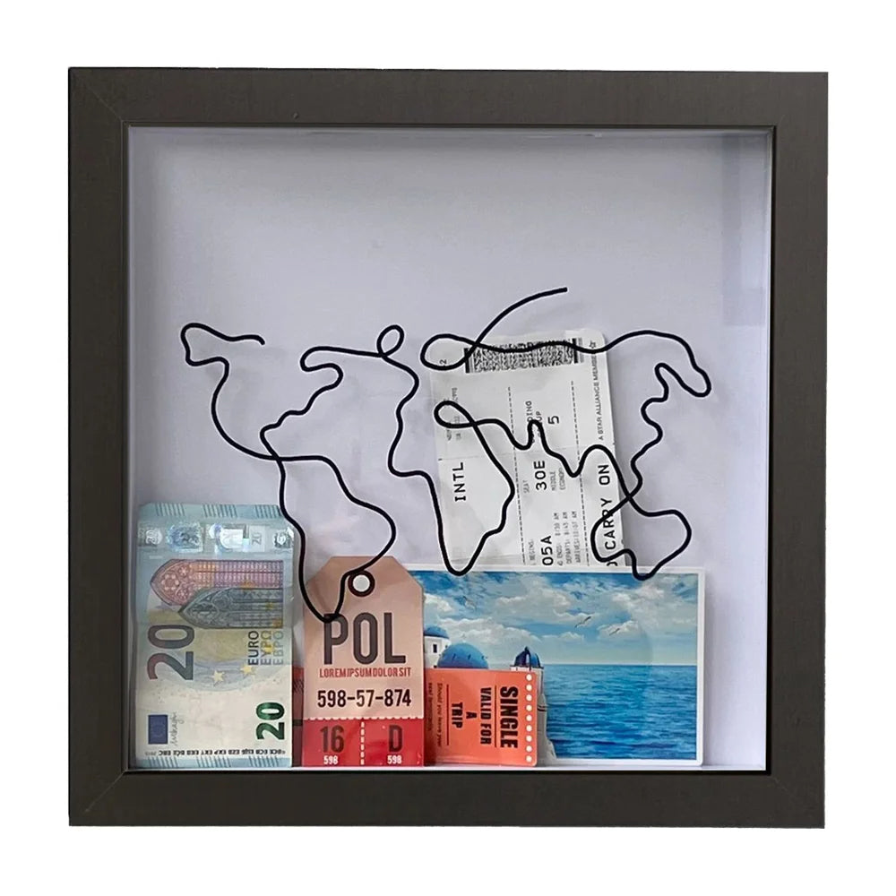 Vibe Geeks Adventure Archive Box Wood Frame Travel Tickets Keepsakes Storage Frame - Coffee - Medium