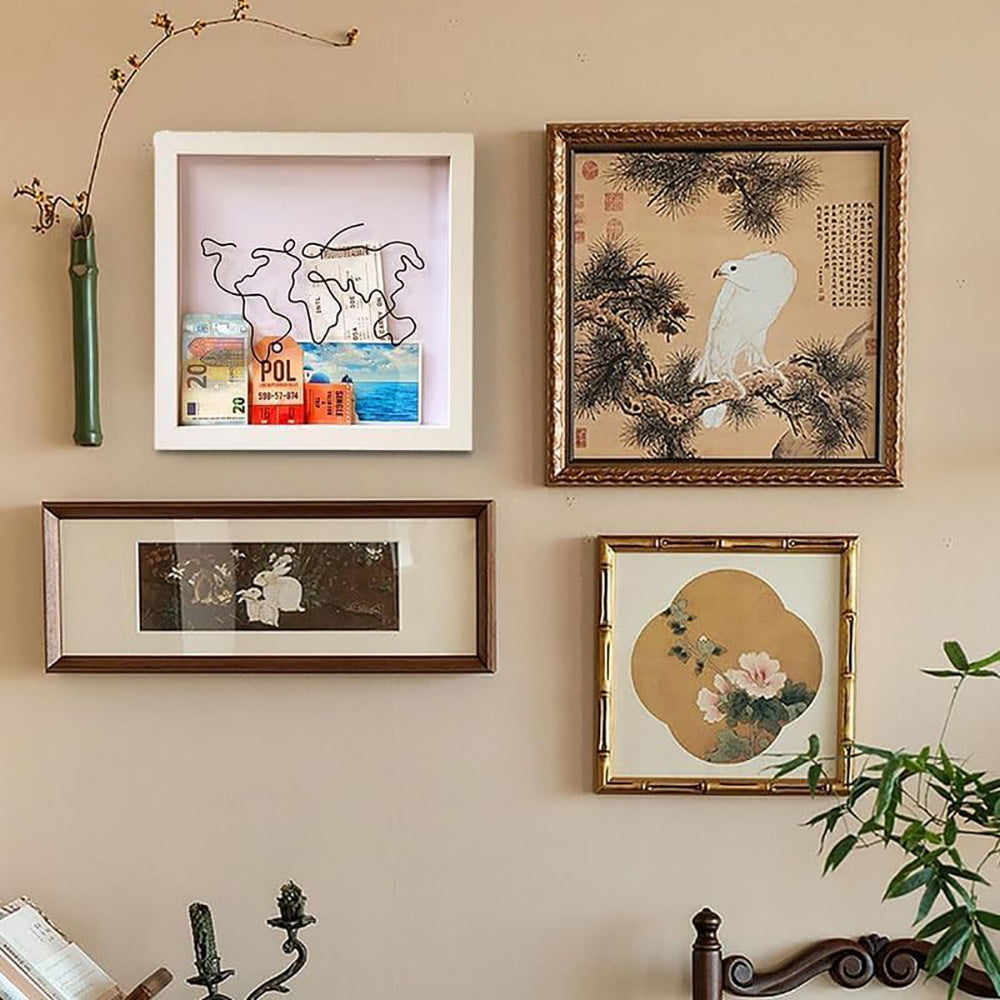 Vibe Geeks Adventure Archive Box Wood Frame Travel Tickets Keepsakes Storage Frame - Coffee - Medium