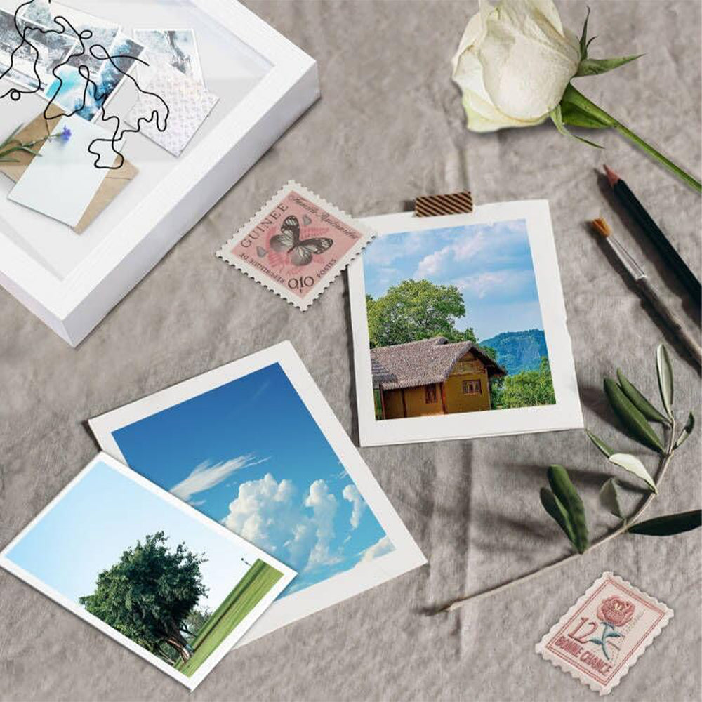 Vibe Geeks Adventure Archive Box Wood Frame Travel Tickets Keepsakes Storage Frame - White - Medium