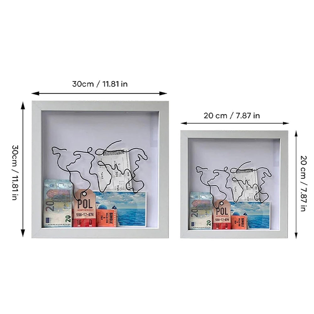 Vibe Geeks Adventure Archive Box Wood Frame Travel Tickets Keepsakes Storage Frame - Coffee - Small