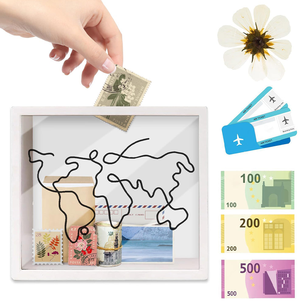 Vibe Geeks Adventure Archive Box Wood Frame Travel Tickets Keepsakes Storage Frame - Coffee - Small