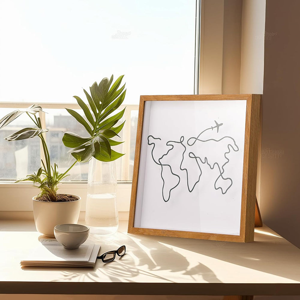 Vibe Geeks Adventure Archive Box Wood Frame Travel Tickets Keepsakes Storage Frame - White - Small