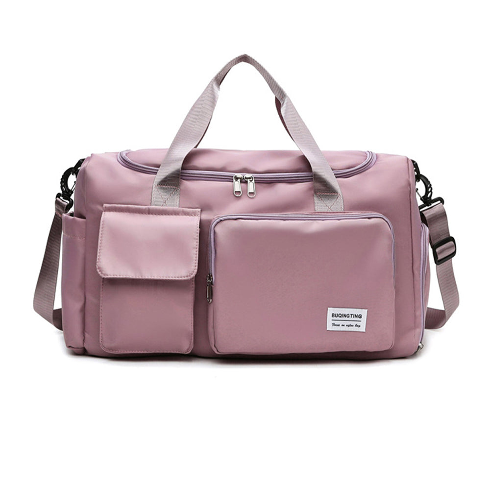 Vibe Geeks Waterproof and Lightweight Zipper Sports Gym Bag with Shoe Compartment - Dark Pink