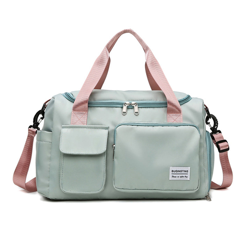 Vibe Geeks Waterproof and Lightweight Zipper Sports Gym Bag with Shoe Compartment - Green And Pink