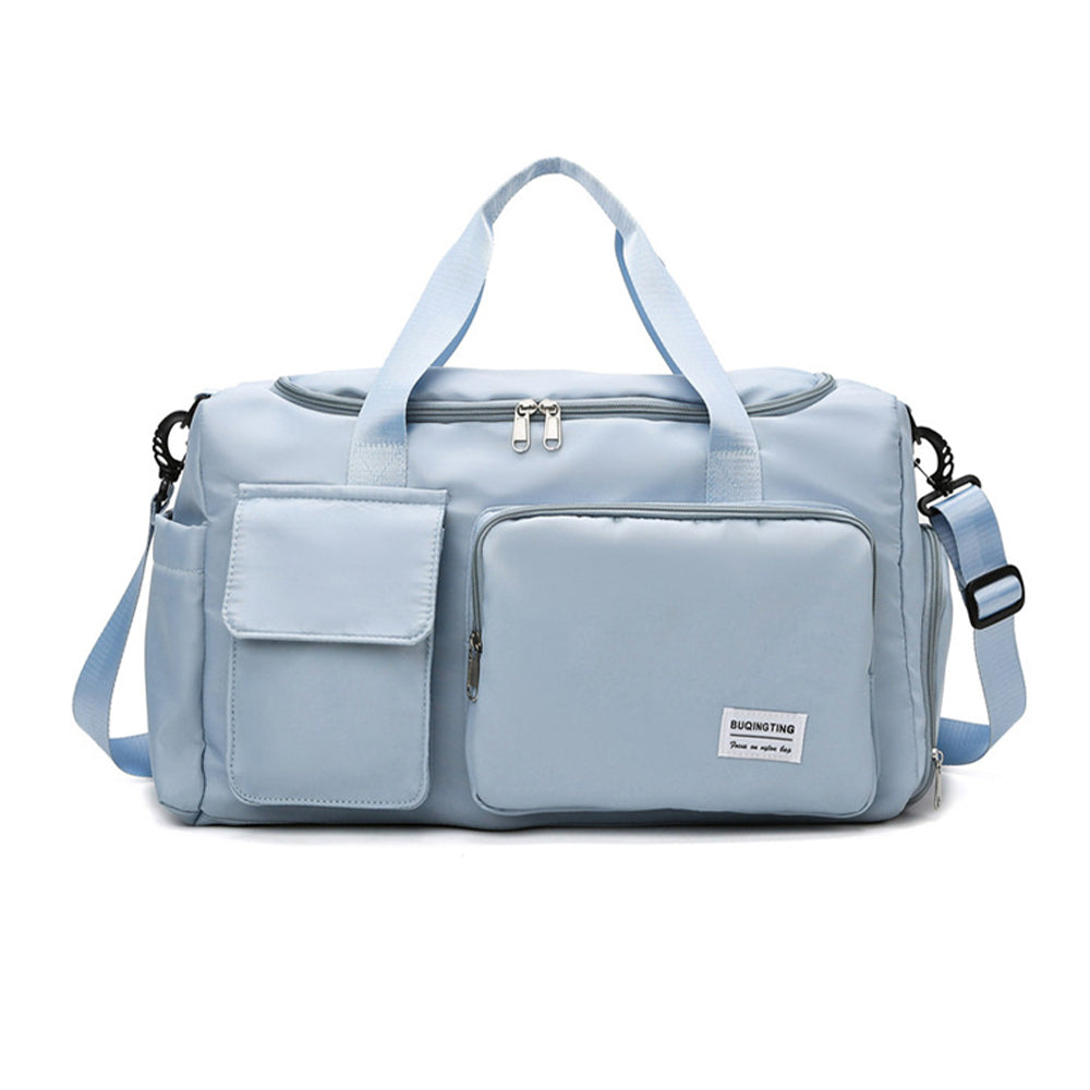 Vibe Geeks Waterproof and Lightweight Zipper Sports Gym Bag with Shoe Compartment - Grey