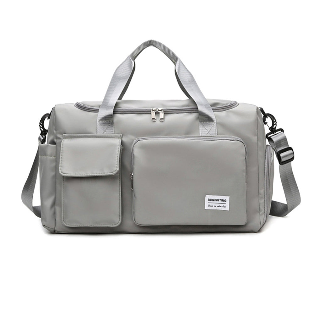 Vibe Geeks Waterproof and Lightweight Zipper Sports Gym Bag with Shoe Compartment - Grey And Pink