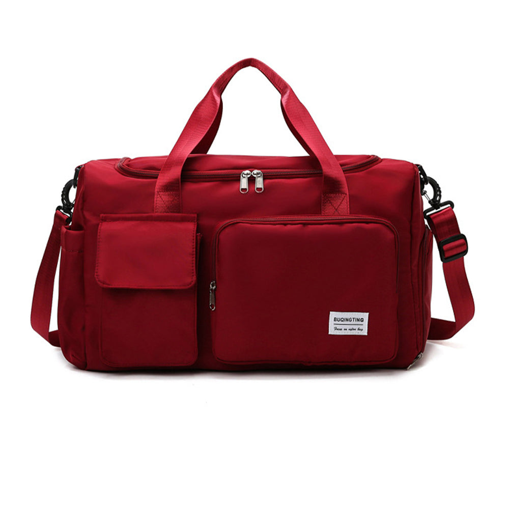 Vibe Geeks Waterproof and Lightweight Zipper Sports Gym Bag with Shoe Compartment - Red