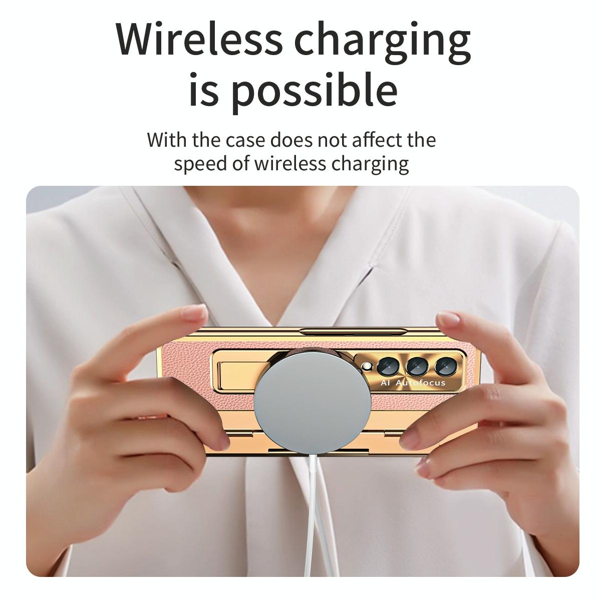 For Samsung Galaxy z Fold4 5G Full Coverage Phone Case with Hinge - Integrated Design - Gold + Gold