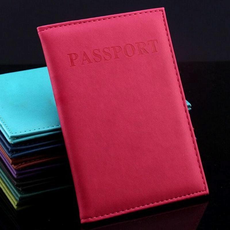 Travel Passport Cover Faux Leather Holder - Rose Red
