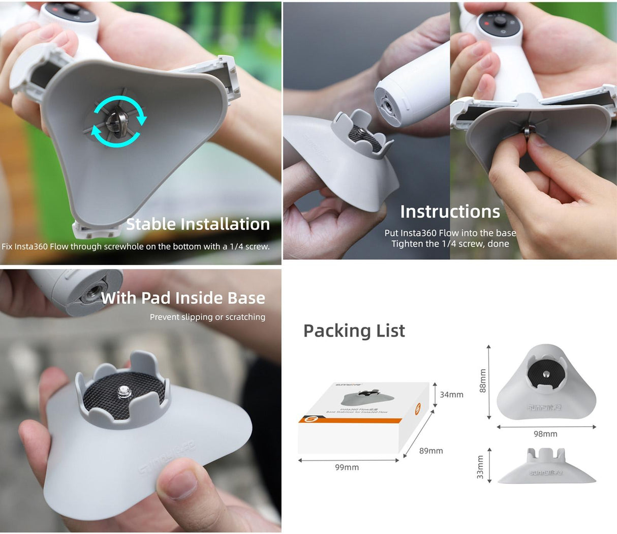 Insta360 Flow Gimbal Tripod Base Stand - Plastic