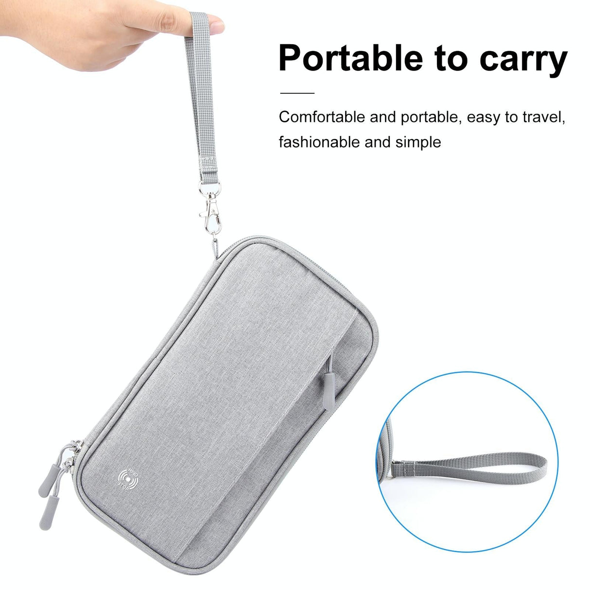 Clutch Bag For Passports Cards & Documents Grey