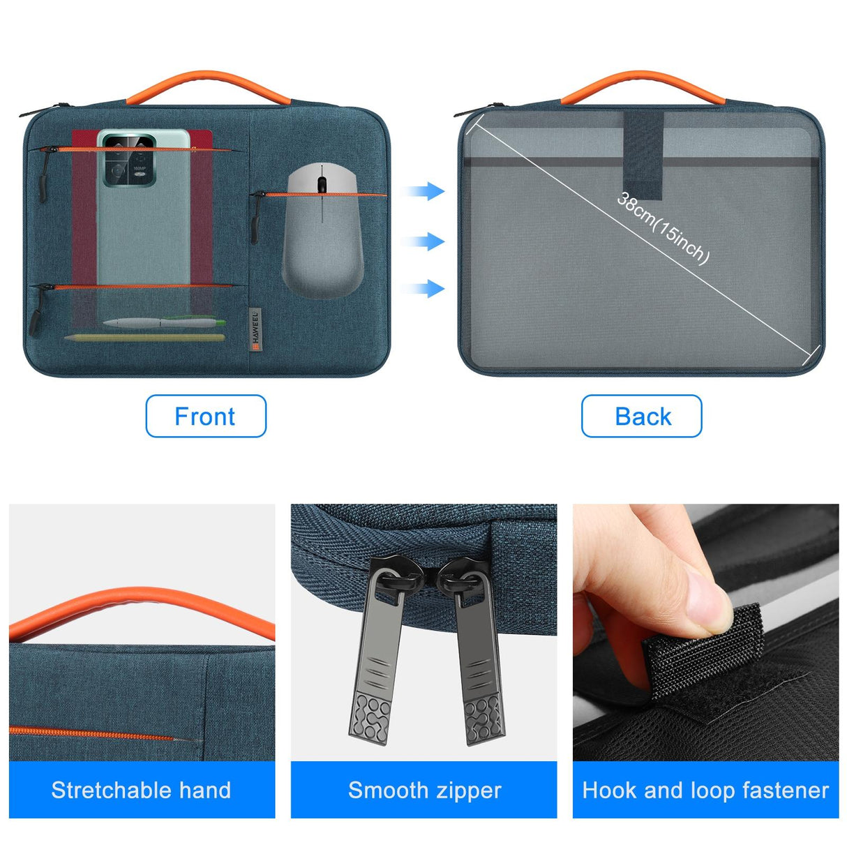 13 Laptop Sleeve Case for Macbook Samsung Thinkpad Sony Dell Alienware Chuwi Asus Hp -13.5 Inch Zipper Briefcase Handbag - Grey