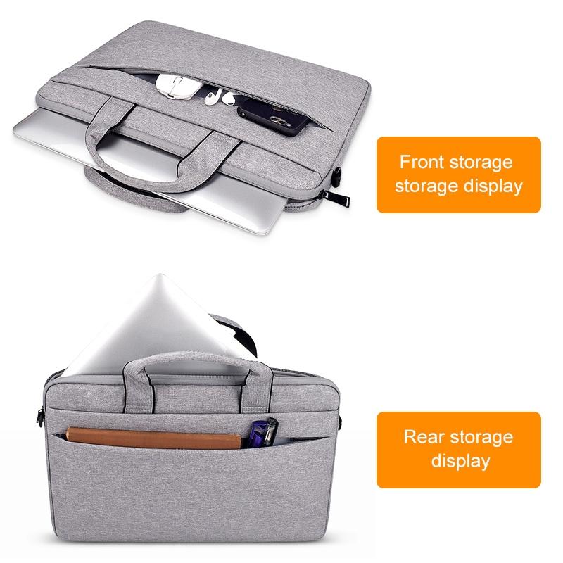 Portable Laptop Tablet Bag - 15.4 Inch Double Side Pockets Soft Handle Oxford Cloth - Grey