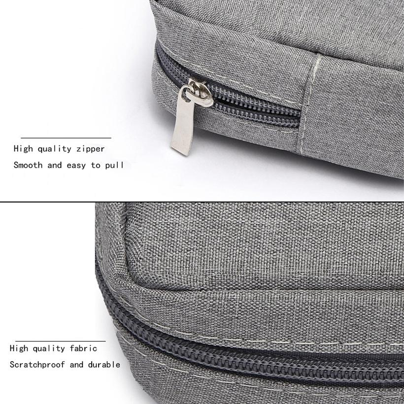 Versatile Headphone Charger & Data Cable Storage Bag - 17 x 11.5 x 5.5cm - Grey