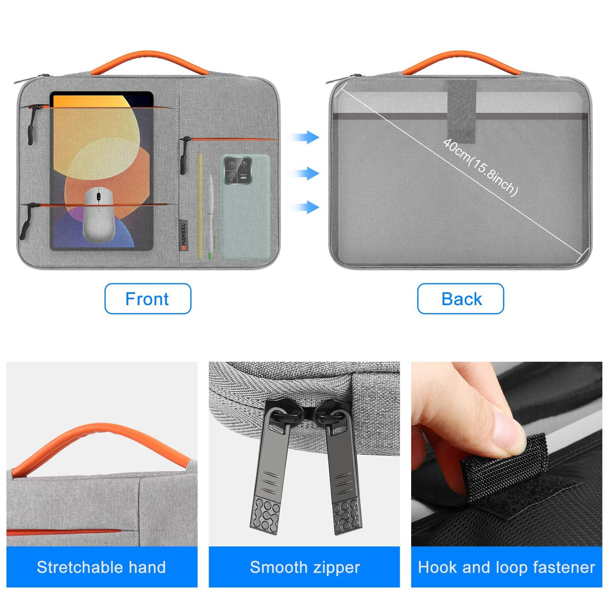 14-15 Inch Laptop Sleeve Briefcase for Macbook Samsung Thinkpad Sony Dell Alienware Chuwi Asus Hp - Grey