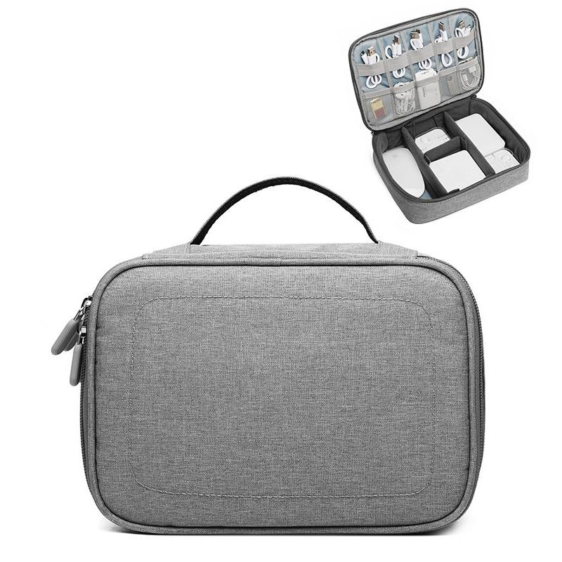 Versatile Headphone Charger & Data Cable Storage Bag - Single Layer - 23x16x7cm - Grey