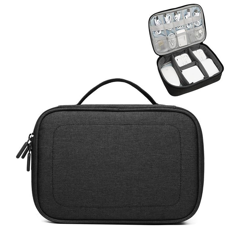 Versatile Headphone Charger & Data Cable Storage Bag - Single Layer - 23x16x7cm - Grey