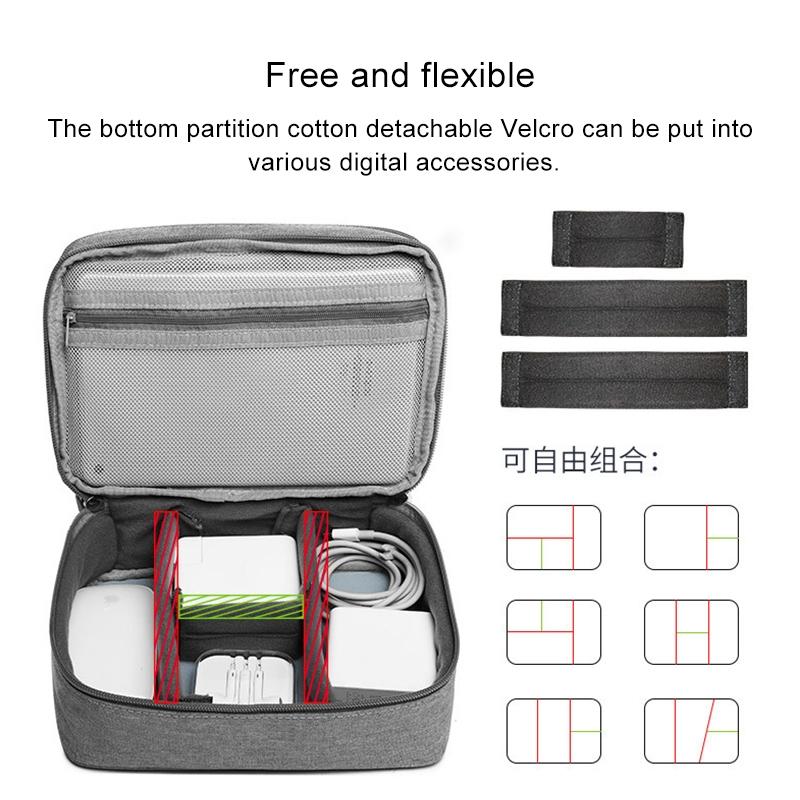 Versatile Headphone Charger & Data Cable Storage Bag - Single Layer - 23x16x7cm - Grey