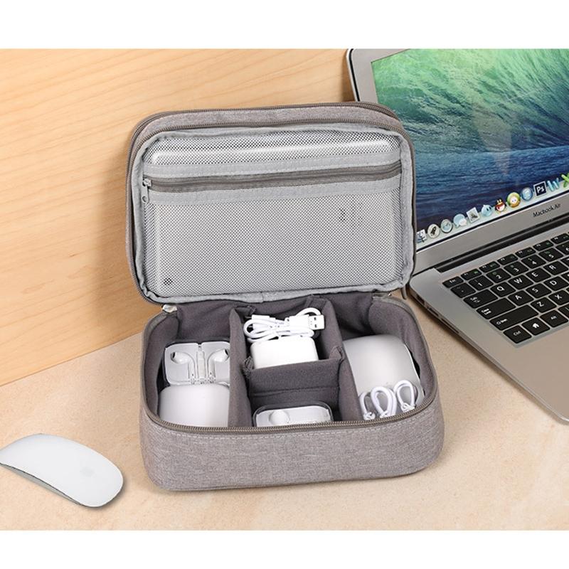 Versatile Headphone Charger & Data Cable Storage Bag - Single Layer - 23x16x7cm - Grey