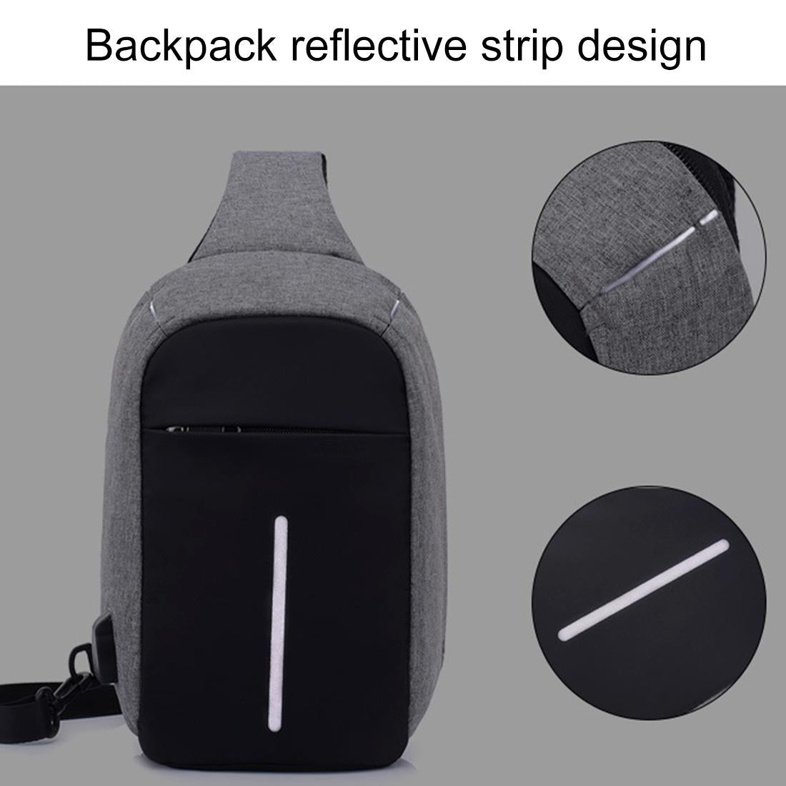 Portable Anti Theft Chest Bag With Usb Charging For Outdoor Sports Men / Women - Grey