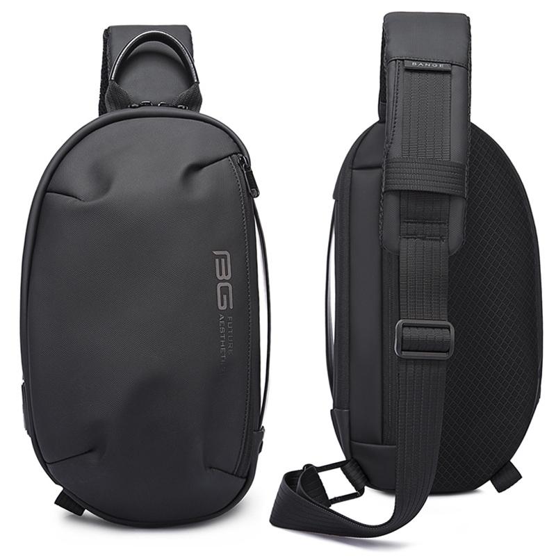 Waterproof Men Crossbody Chest Bag Usb Port 34 X 19 X 6Cm - Grey