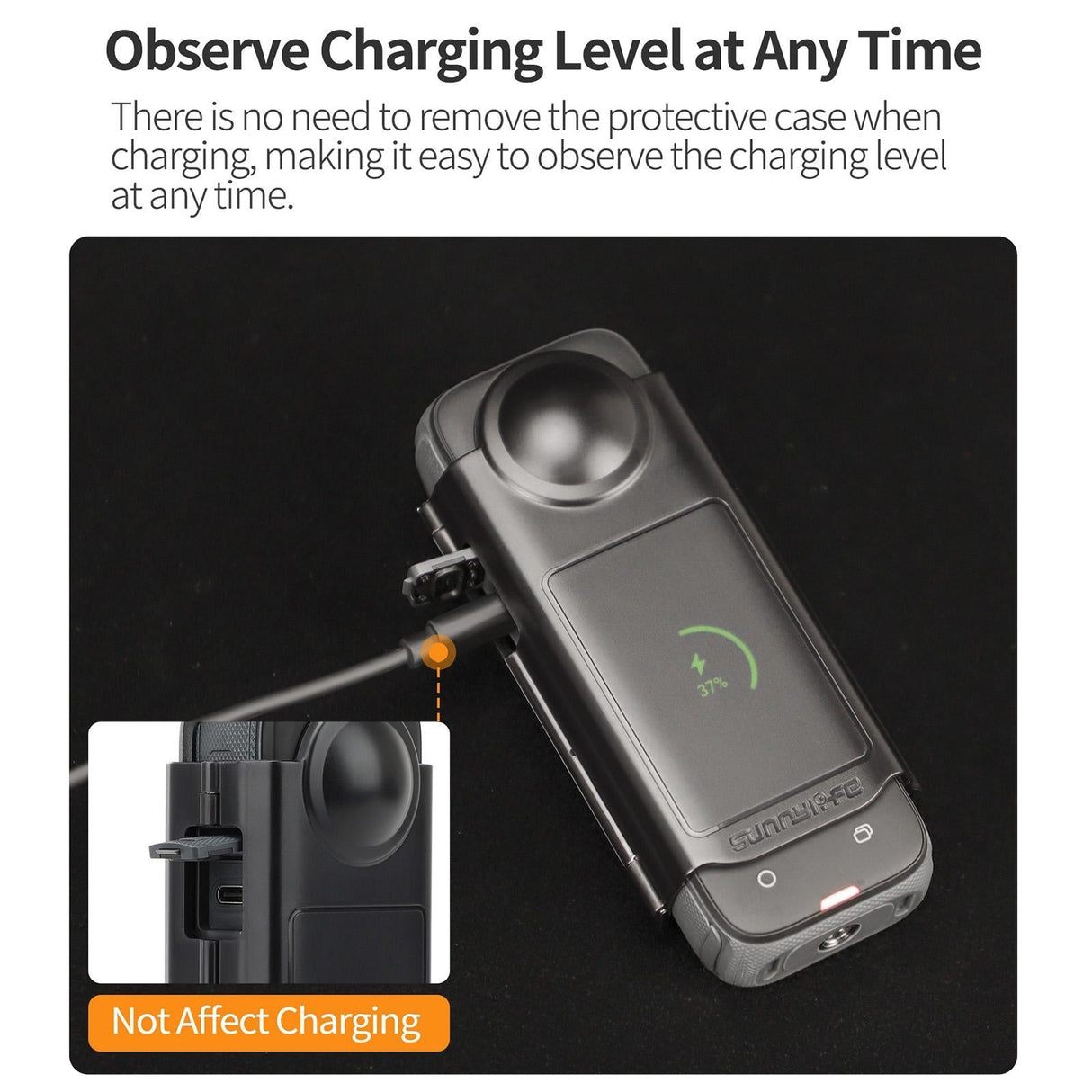 Transparent Black Sunnylife Lens Screen Protector for Insta360 X4