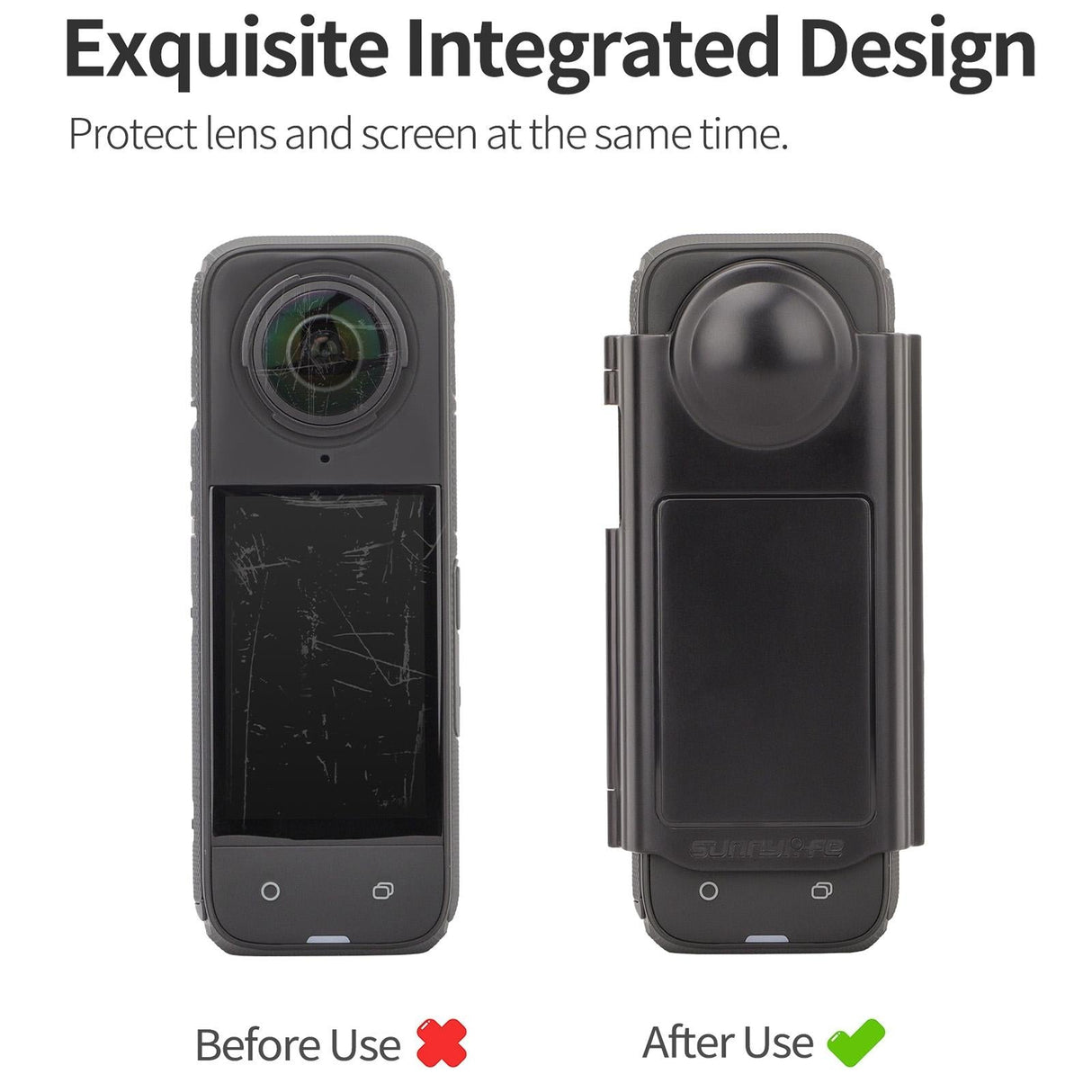 Transparent Black Sunnylife Lens Screen Protector for Insta360 X4