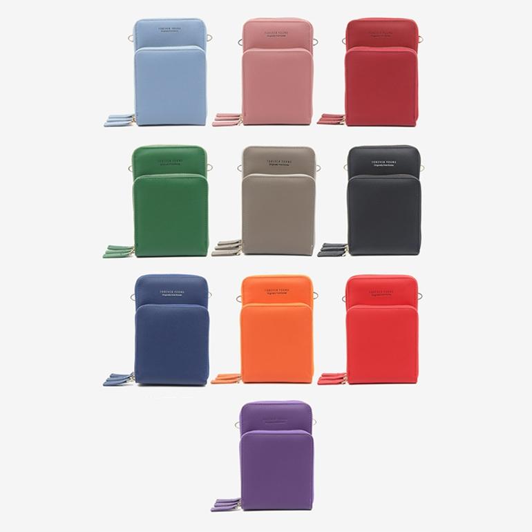 Women Pu Mobile Phone Shoulder Bag Large Capacity - Gray