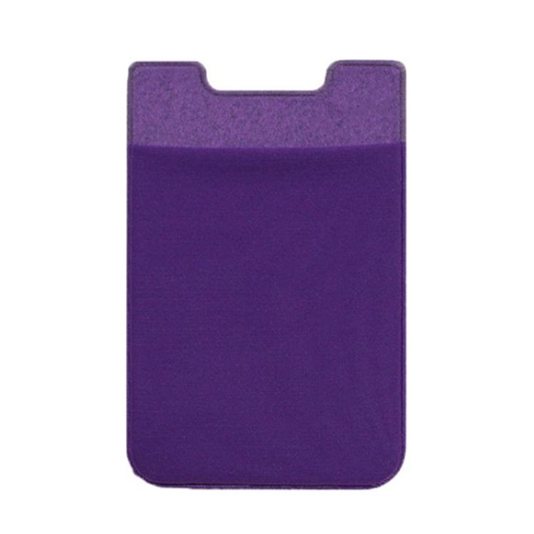 Lycra Phone Card Holder Stretch Back Sticker Wallet For Cards Bus Pass Bank Fits Most Phones - Purple