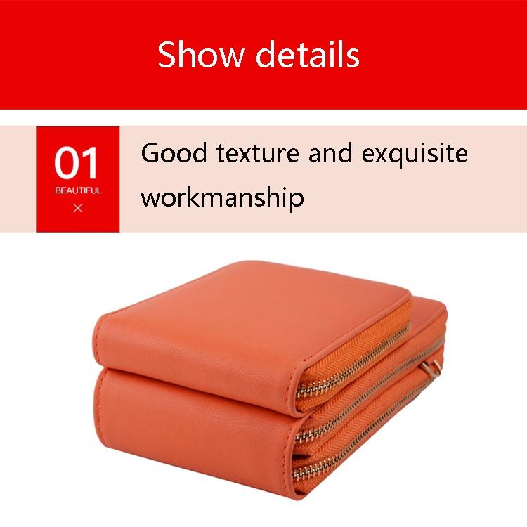 Women Pu Mobile Phone Shoulder Bag Large Capacity - Orange