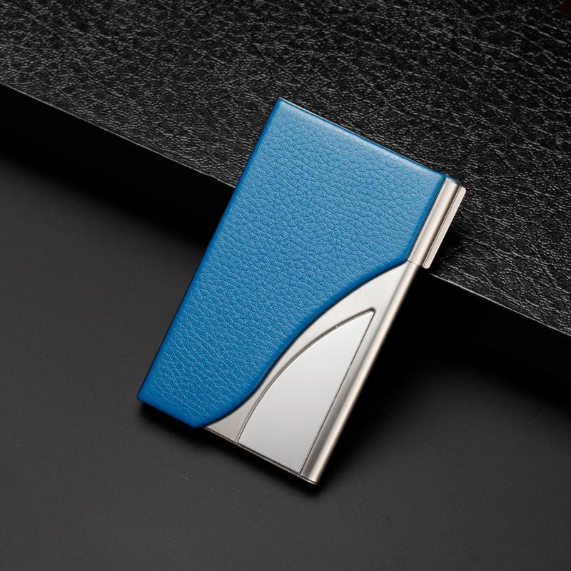 Stainless Steel Business Card Case Large Capacity - Lychee Coffee