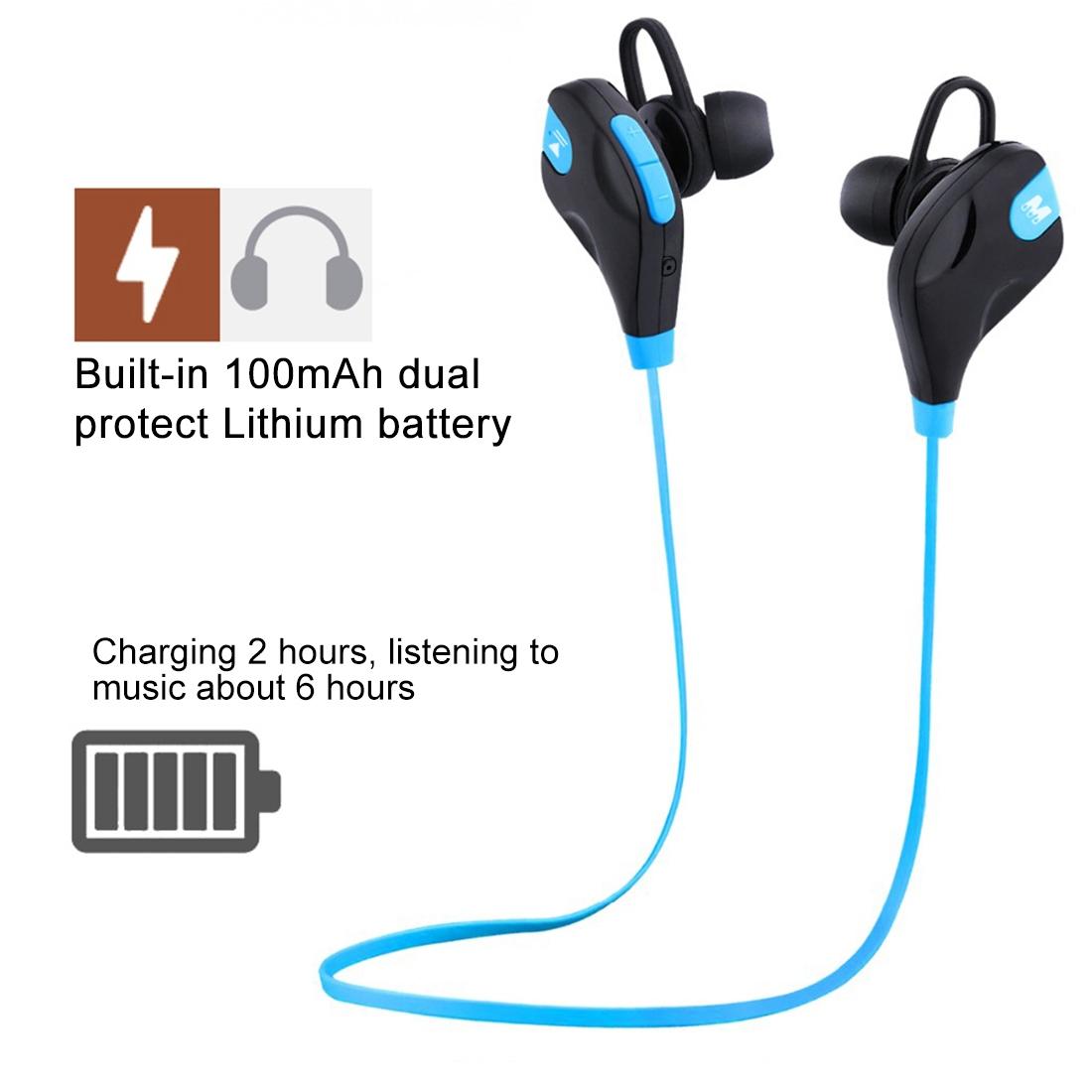 Wireless Bluetooth Earphones with Mic & Control - M8 - Blue