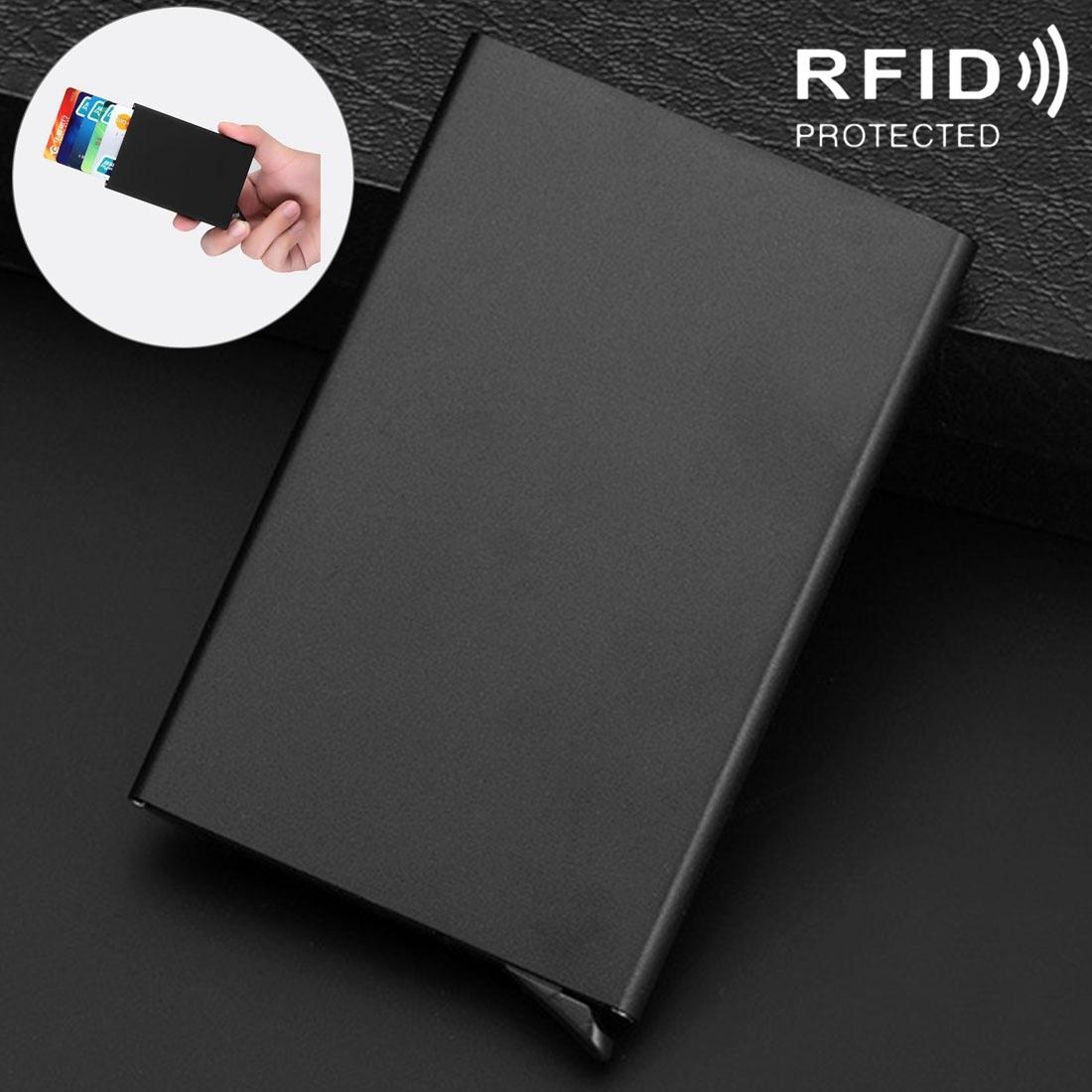 Stainless Steel Pu Business Card Holder Antimagnetic 10X6.2X0.8Cm - Blue