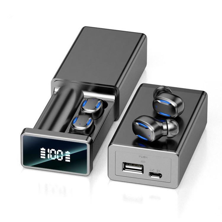 Wireless Bluetooth Earphones with Magnetic Charging Box - Blue