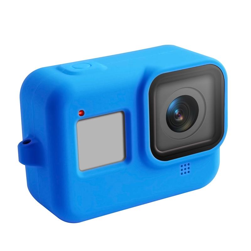 Gopro Hero8 Silicone Case with Wrist Strap - Protective Cover - Blue