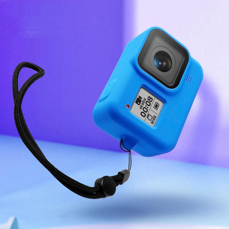 Gopro Hero8 Silicone Case with Wrist Strap - Protective Cover - Blue