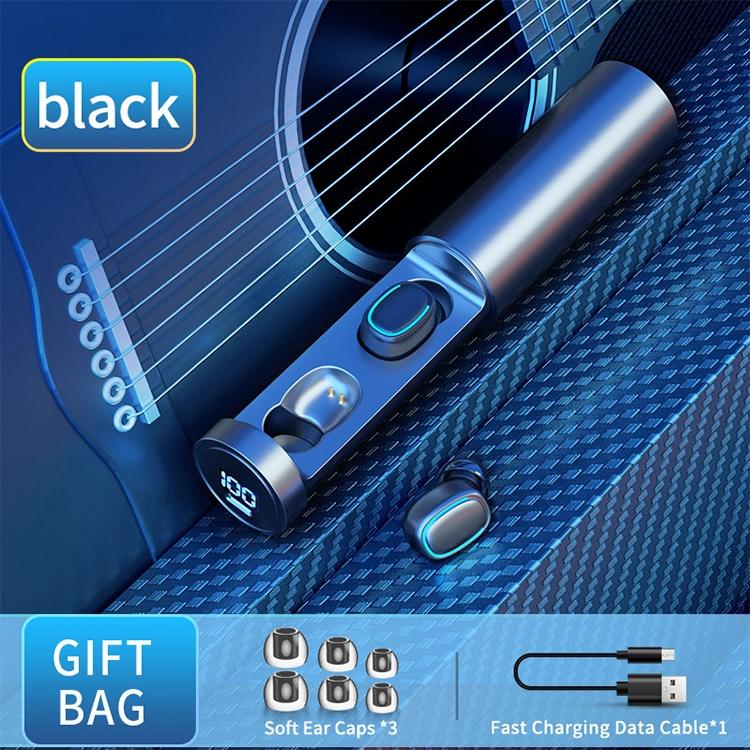 True Wireless Bluetooth Earphones with Digital Display and Charging Box - Blue