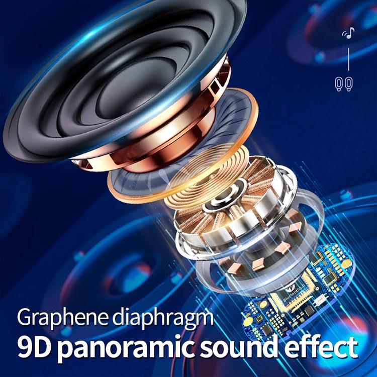 True Wireless Bluetooth Earphones with Digital Display and Charging Box - Blue