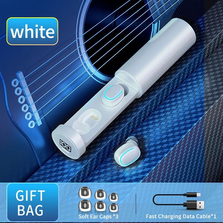 True Wireless Bluetooth Earphones with Digital Display and Charging Box - Blue